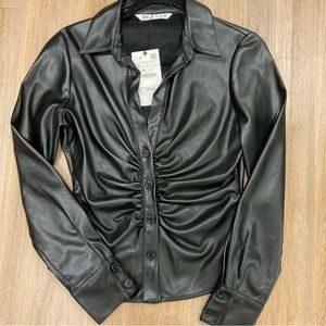 Zara Black Faux Leather Top